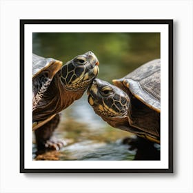 Two Turtles Kissing Art Print