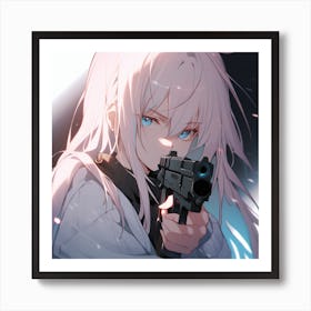 Anime Girl Holding A Gun 1 Art Print
