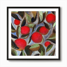 Apple Day - square old masters apples red green classic figurative Anton Maliar hand painted Art Print