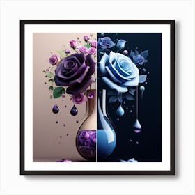 Two Roses In A Vase Art Print