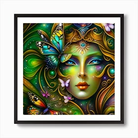 Ethereal Woman With Butterflies Art Print