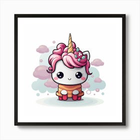 Kawaii Unicorn 28 Art Print