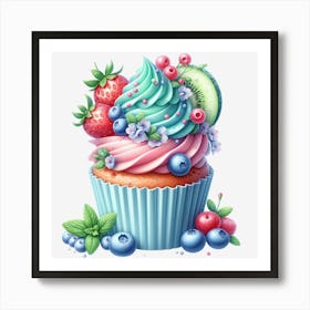 Cupcake With Berries 2 Art Print