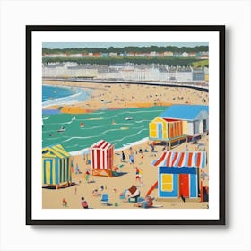 Brighton Beach Series in Style of David Hockney 3 Art Print