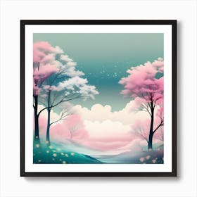 Sakura Trees 1 Art Print