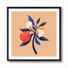 Orange Branch Square Art Print