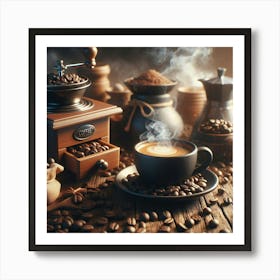 Coffee And Coffee Beans Art Print