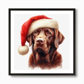 Chocolate Labrador Santa Hat Art Print