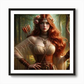 Red Haired Girl With A Bow Art Print