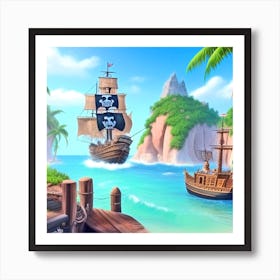 Pirates On The Beach Art Print