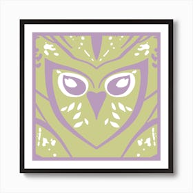 Chic Owl Purple And Mustard Art Print