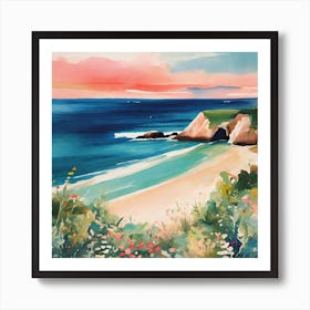 Sunset At The Beach 1 Art Print