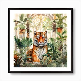 Tiger In A Jungle Room Art Print