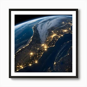 Earth At Night 12 Art Print