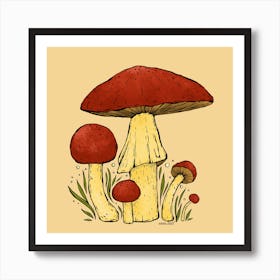 Red Mushrooms Art Print