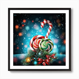 Christmas Background With Candy Canes Art Print