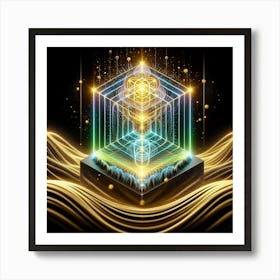 Golden Cube Art Print