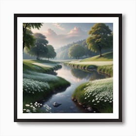 River In The Meadow Art Print