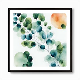 Abstract Watercolor Eucalyptus print Art Print