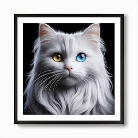 White Cat With Blue Eyes 7 Art Print