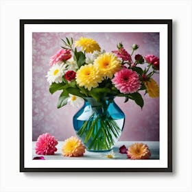 Dahlias In A Vase 1 Art Print