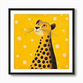 Yellow Cheetah Square 1 Art Print