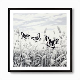 Butterflies In The Grass 1 Art Print