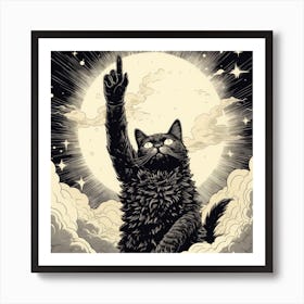 Cat Pointing Up The Sky Above 4 Art Print