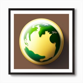 Earth Globe On Brown Background Art Print