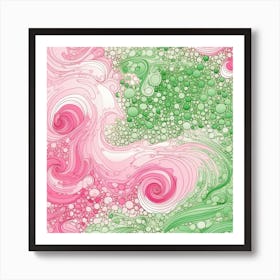 Pink And Green Swirls 3 Art Print