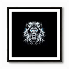 Lion Head / electric blue eyes / Affiche