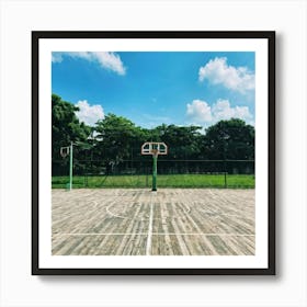 Competition Play Wooden Board Abandoned Recreation Court Background Park Nobody Basket Gr (4) 1 Art Print