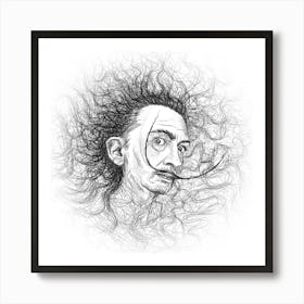 Dali Portrait Drawing Art Print