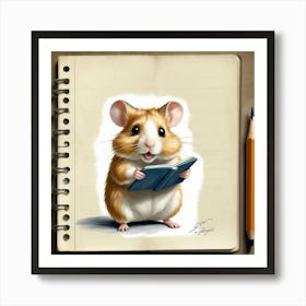 Hamster Reading A Book 13 Art Print