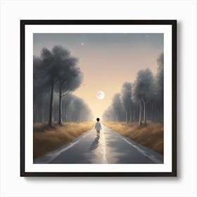 Walking Down in The Life Road Art Print