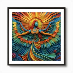 Portrait of an angel, orange, artwork print. "The Manifestation" Art Print