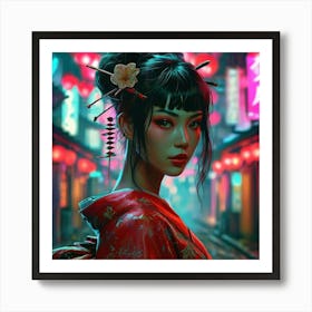 Cyber Geisha Art Print