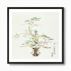 Japanese Flower Arrangement (19th Century) Vintage Japanese Woodblock Print Art Print