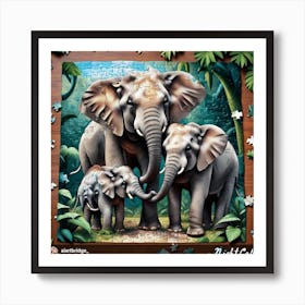 Elephants In The Jungle Art Print
