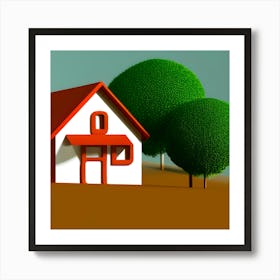 House With Trees Art Print