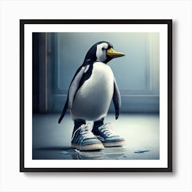 Penguin In Sneakers Art Print