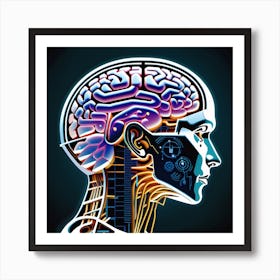 Human Brain With Artificial Intelligence 12 Art Print