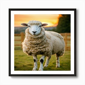 Sheep At Sunset Art Print