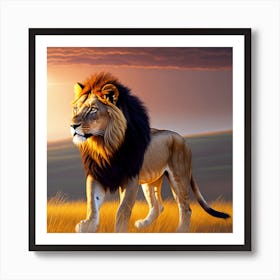 Lion At Sunset Art Print