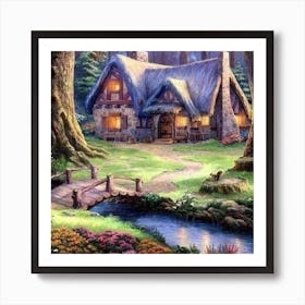 Cottage In The Woods Art Print