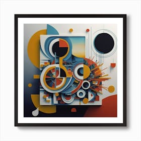 abstract painting with geometric 3 Art Print