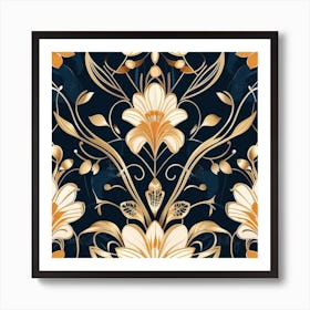 Gold Floral Pattern Art Print