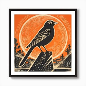 Retro Bird Lithograph Finch 1 Art Print