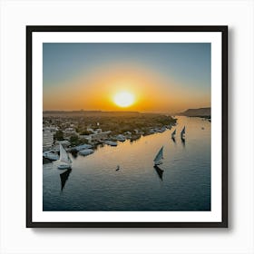 Sunrise On The Nile Art Print