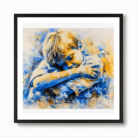 Boy In Blue And Yellow Art Print